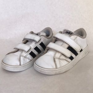 White and Black Adidas Velcro Sneakers